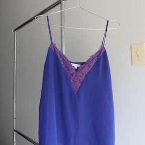 Socialite Womens Large Blue and purple lace tank‎ top Spaghetti String